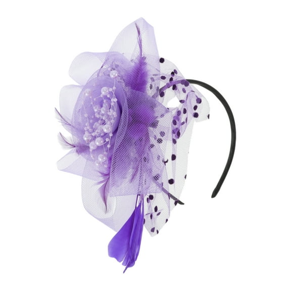 Unique Bargains 1 Set Headband Feathers Hair Accessories for Women Purple