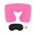thumbnail image 1 of Unique Bargains 1 Set Inflatable Travel Pillow with Eye Mask Earplugs Comfortable Travel Neck Pillow Pink, 1 of 5