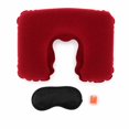 thumbnail image 1 of Unique Bargains 1 Set Inflatable Travel Pillow with Eye Mask Earplugs Comfortable Travel Neck Pillow Wine Red, 1 of 5