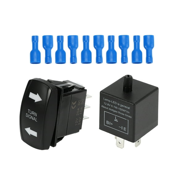 Unique Bargains 1 Set LED 7 PIN Turn Signal Switch with 3 PIN Flasher Relay 3 Way ON-Off-ON Rocker Switch Motorcycle