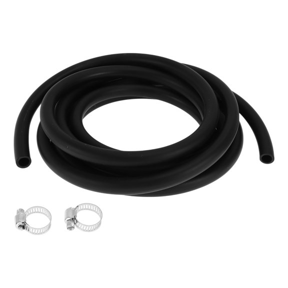 Unique Bargains 1 Set Lubricating Oil Hoses 0.55"ID 0.79"OD 16.4ft Nitrile Rubber Water Hose Pipe Tubing with 2 Pcs Clamps for Irrigation/Small Equipment Black