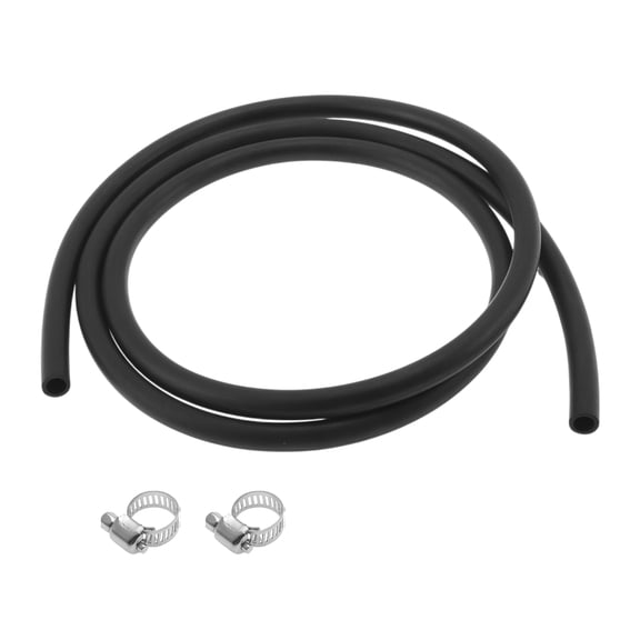 Unique Bargains 1 Set Lubricating Oil Hoses 8x11mm 1.5m Nitrile Rubber Water Hose Pipe Tubing 2 Pcs Clamp Outdoor Black