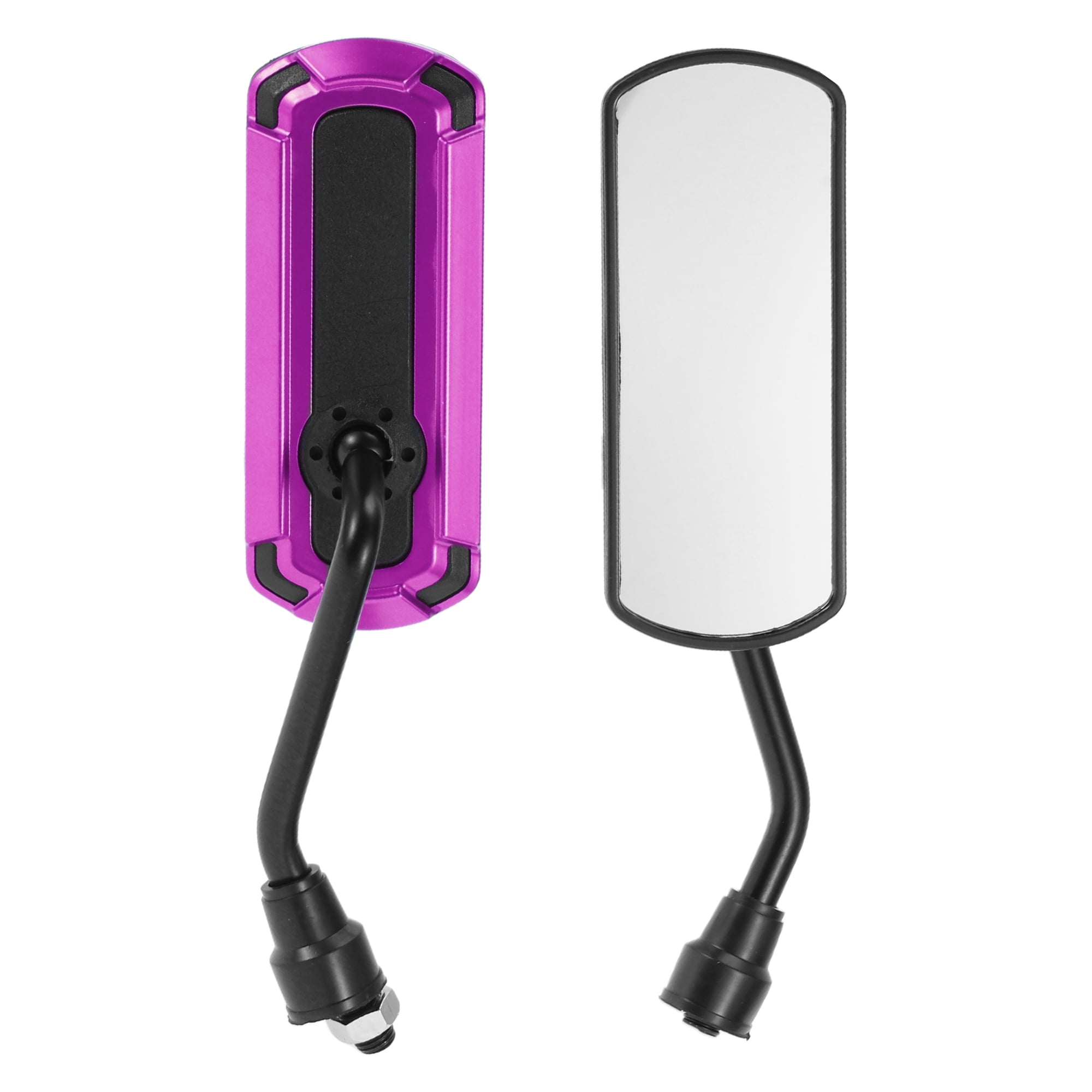 Unique Bargains 1 Set M10 Universal Motorcycle Rear View Mirrors Bar End Side Mirrors Mount Adjustable Iron Plastic Black Purple Square Shape