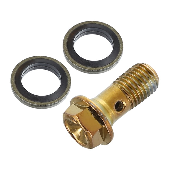 Unique Bargains 1 Set M10x1.25 Oil Drain Plug Oil Drain Bolt Screw with 2 Washer Universal for Car Motorcycle Gold Tone