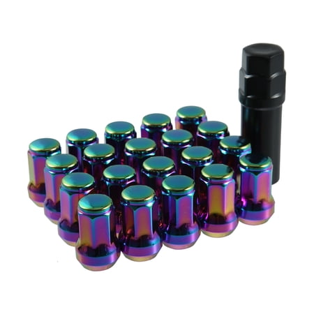 Unique Bargains 1 Set M12 x 1.25 Car Lug Nuts Cone Seat Closed End Bulge Acorn Hex Wheel Nut with Socket Key Multicolor