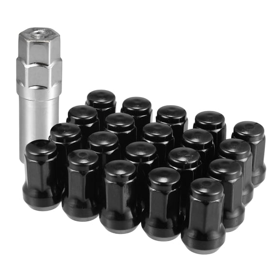 Unique Bargains 1 Set M12x1.5 Car Wheel Heptagon Lug Nut Acorn Cone Seat 32mm Screws with Socket Key Black