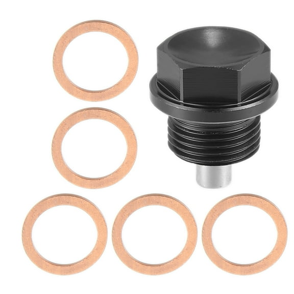 Unique Bargains 1 Set M18x1.5 Oil Drain Plug Magnetic Aluminum Oil Drain Bolt with 5 Washer for Car Motorcycle Black
