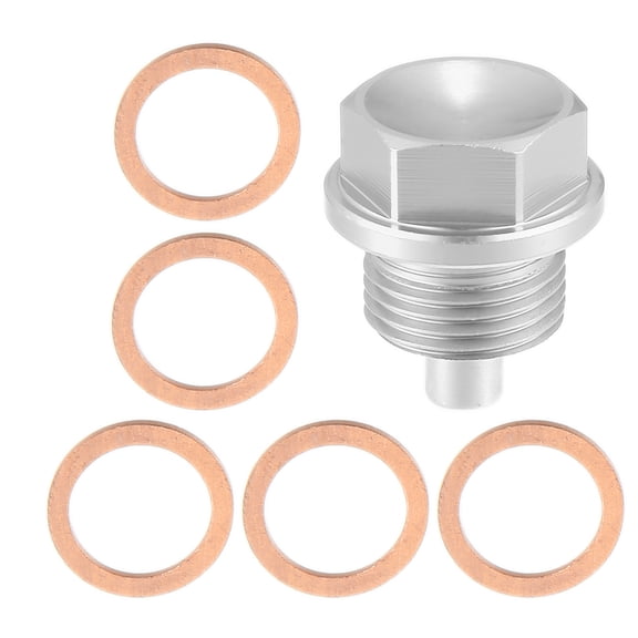 Unique Bargains 1 Set M18x1.5 Oil Drain Plug Magnetic Aluminum Oil Drain Bolt with 5 Washer for Car Silver Tone