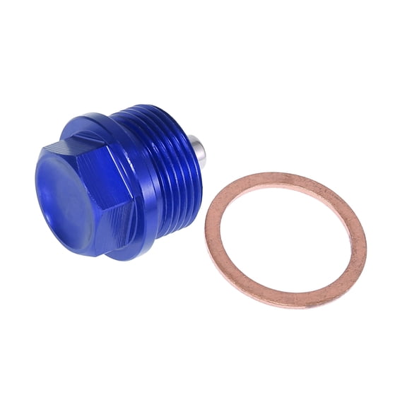 Unique Bargains 1 Set M24 x 1.5 Magnetic Oil Drain Plug Sump Drain Nut Gasket Blue