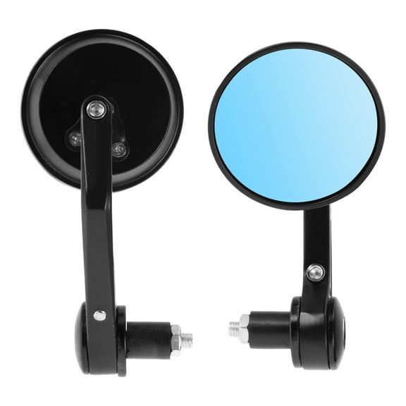 Unique Bargains 1 Set M8 Universal Motorcycle Rear View Mirrors Bar End Side Mirror Mount Adjustable Aluminum Black Round Shape