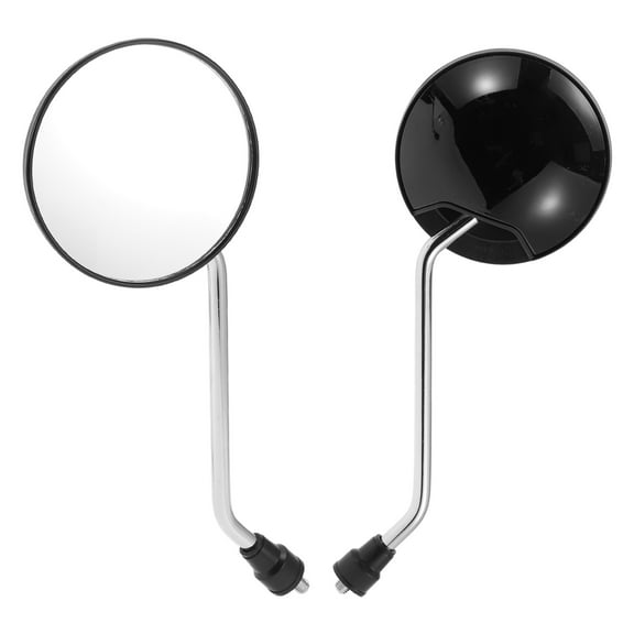 Unique Bargains 1 Set M8 Universal Motorcycle Rear View Mirrors Bar End Side Mirrors Mount Adjustable Iron Plastic Silver Tone Black Round Shape