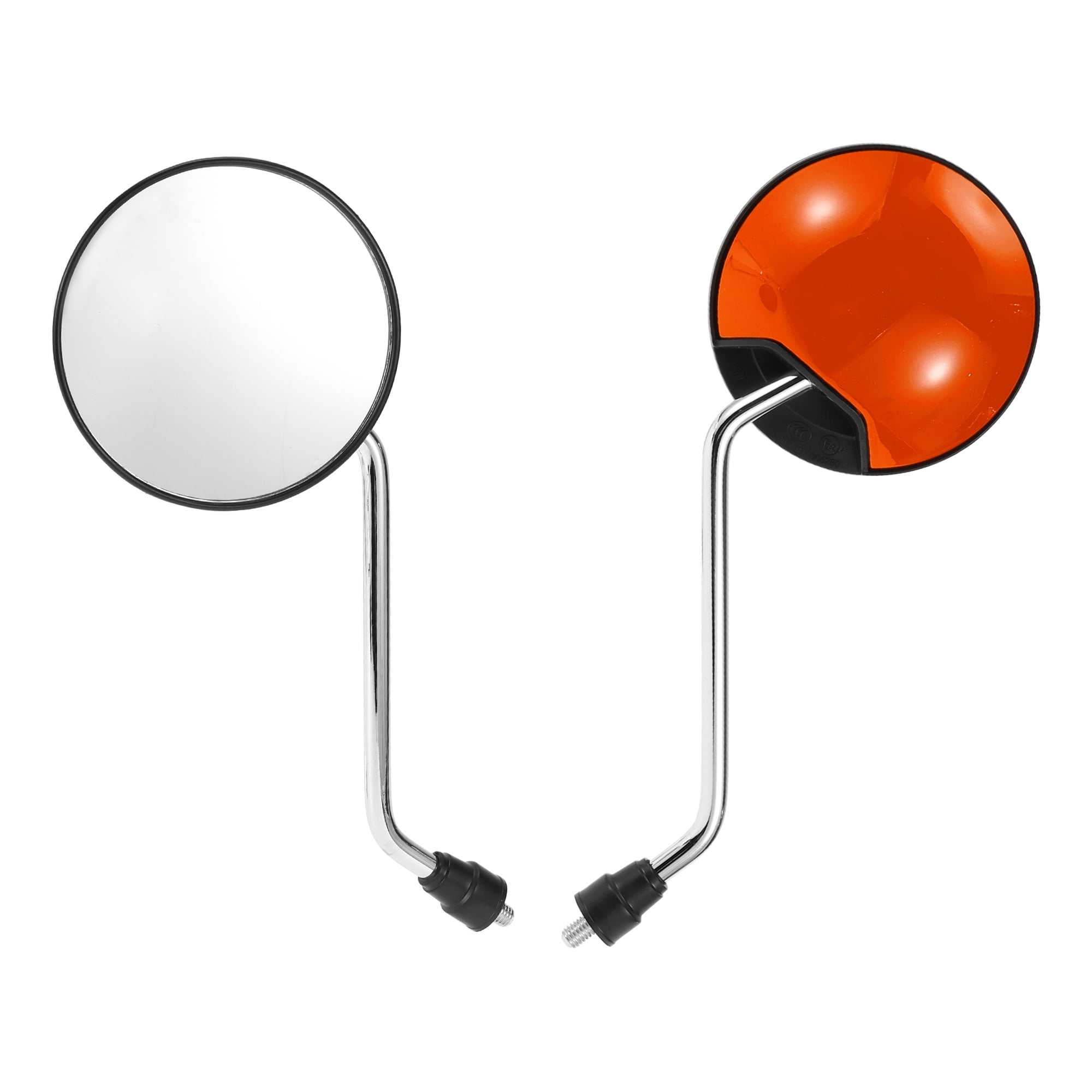 Unique Bargains 1 Set M8 Universal Motorcycle Rear View Mirrors Bar End Side Mirrors Mount Adjustable Iron Plastic Silver Tone Orange Round Shape
