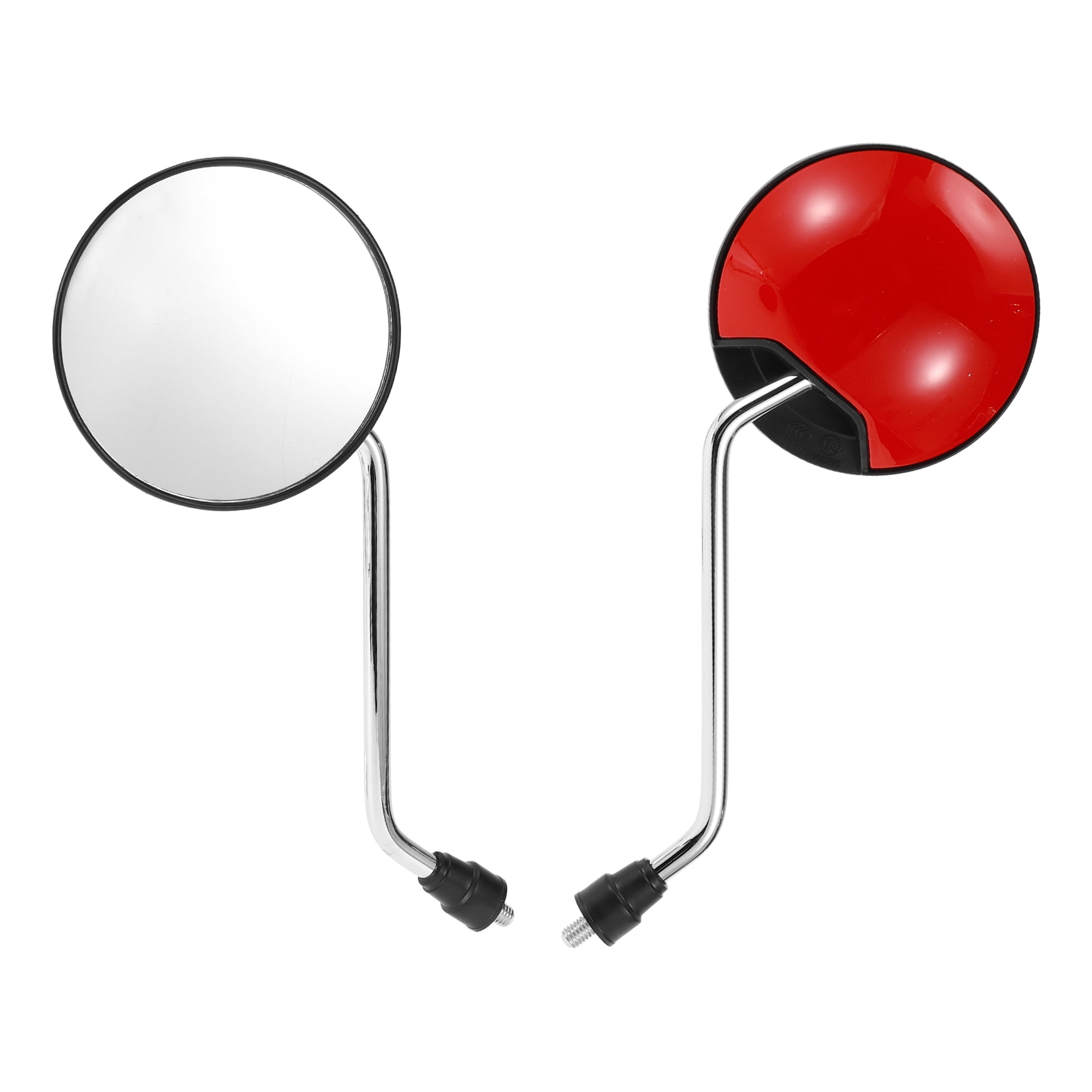 Unique Bargains 1 Set M8 Universal Motorcycle Rear View Mirrors Bar End Side Mirrors Mount Adjustable Iron Plastic Silver Tone Red Round Shape
