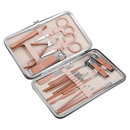Unique Bargains 1 Set Manicure Set Professional Nail Pedicure Kit Travel Manicure Kit Rose Gold Tone Stainless Steel