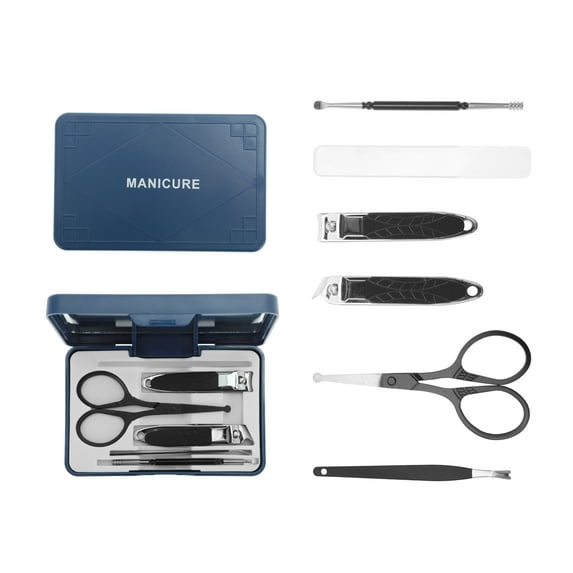 Unique Bargains 1 Set Mirror Box Nail Clippers Set Toenail Clippers Black