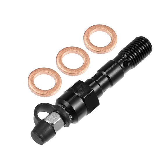 Unique Bargains 1 Set Motorcycle Brake Master Cylinder Caliper M10x1.25 Bleeder Screw Bolt Washers Nipple Dust Cap Black