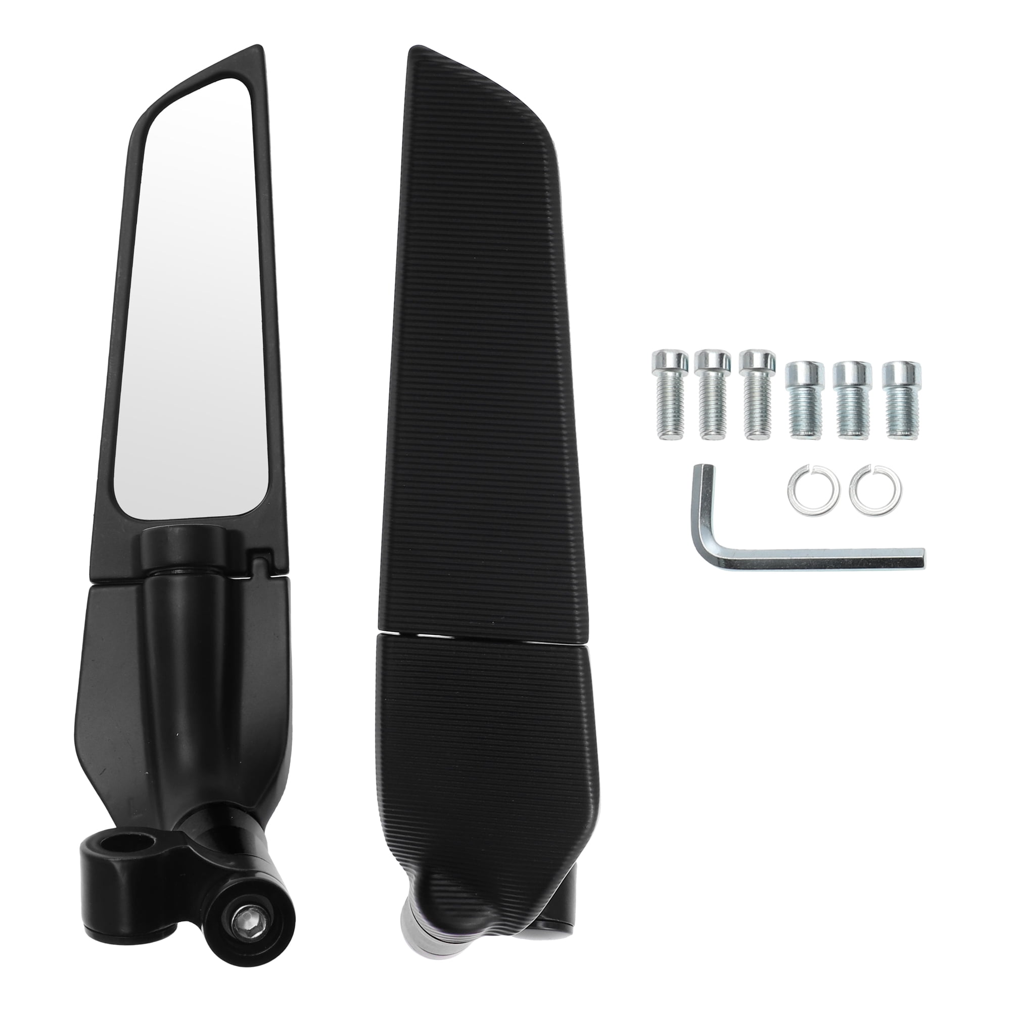 Unique Bargains 1 Set Motorcycle Rear View Mirror Handlebar Mirrors Universal Adjustable Aluminum Alloy Black M8/M10 Polygonal Shape