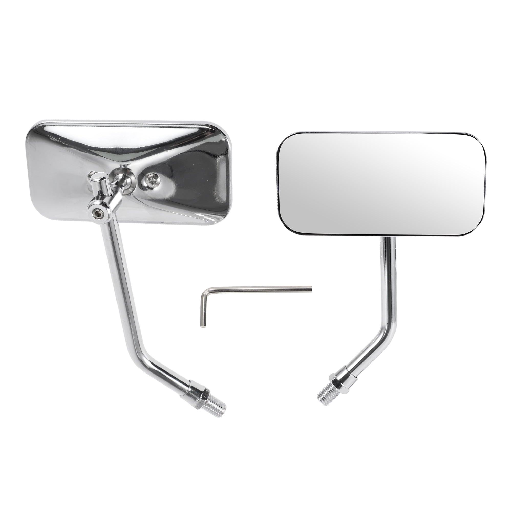 Unique Bargains 1 Set Motorcycle Rear View Mirror Handlebar Mirrors Universal Adjustable Iron Plastic Chrome Silver Tone M10 Square Shape