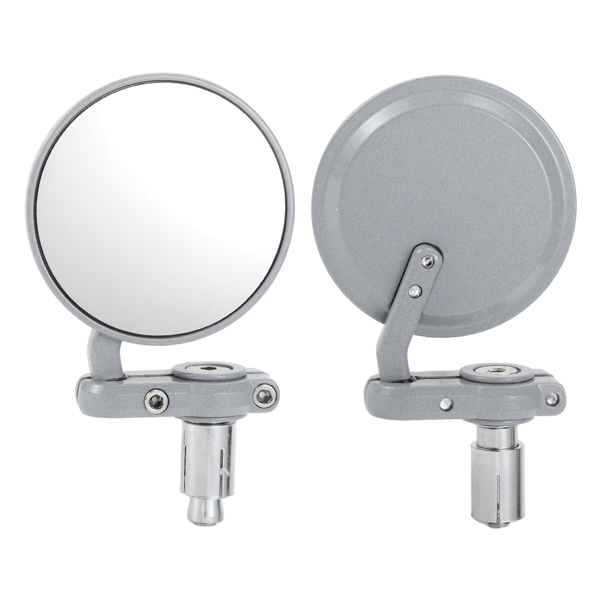Unique Bargains 1 Set Motorcycle Rear View Mirrors Bar End Side Mirrors Mount Universal Adjustable Aluminum Silver Tone M8 Round Shape