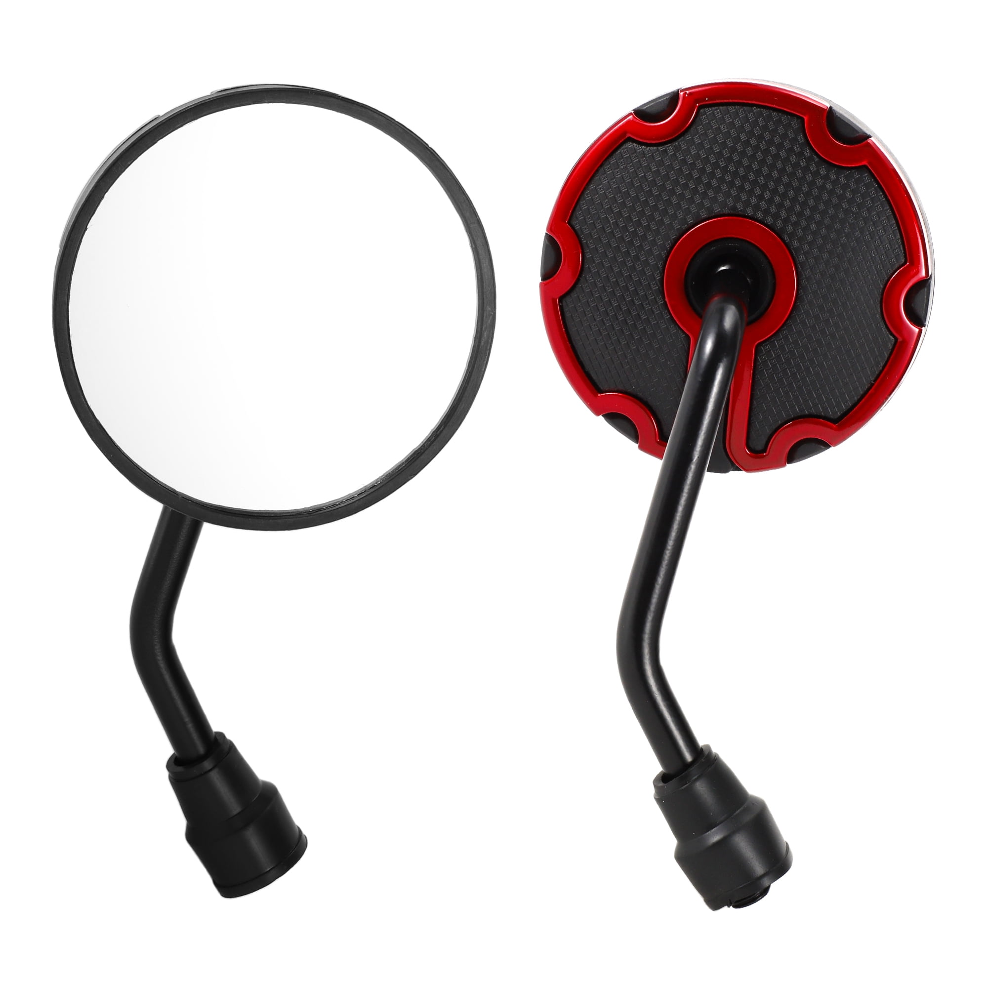 Unique Bargains 1 Set Motorcycle Rear View Mirrors Bar End Side Mirrors Mount Universal Adjustable Iron Plastic Red Black M10 Round Shape