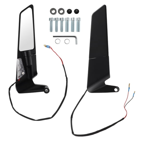 Unique Bargains 1 Set Motorcycle Rear View Mirrors Dual Sport Mirror Universal Adjustable Aluminum Alloy Black M8/M10 Polygonal Shape