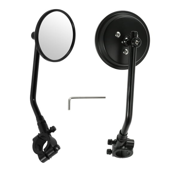 Unique Bargains 1 Set Motorcycle Rear View Mirrors Handlebar Mirrors Universal Adjustable Iron Plastic Black M10 Round Shape