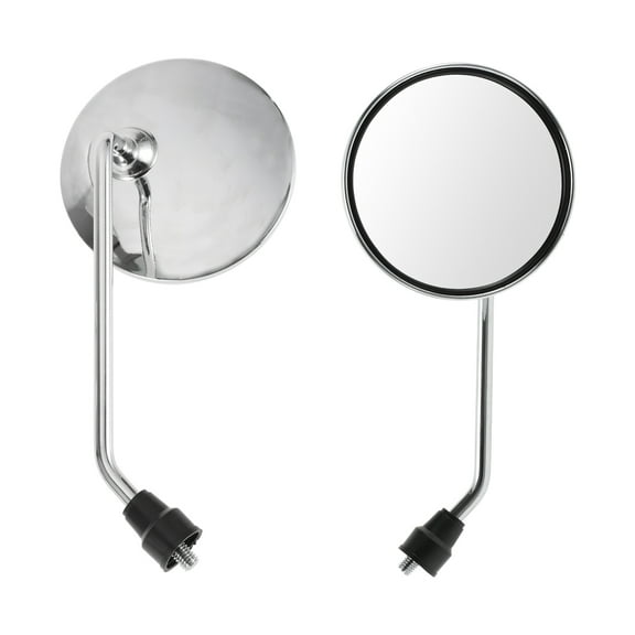 Unique Bargains 1 Set Motorcycle Rear View Mirrors Handlebar Mirrors Universal Adjustable Iron Plastic Chrome Silver Tone M8 Round Shape