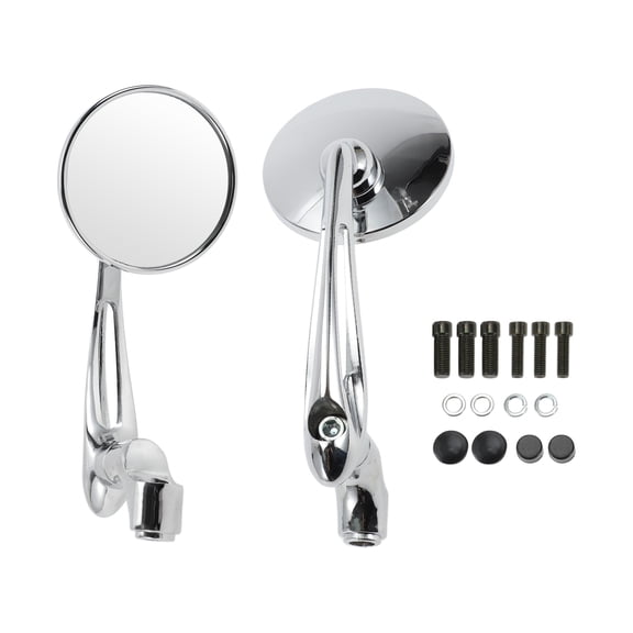 Unique Bargains 1 Set Motorcycle Rear View Mirrors Handlebar Mirrors Universal Adjustable Plastic Chrome Silver Tone M8/M10 Round Shape
