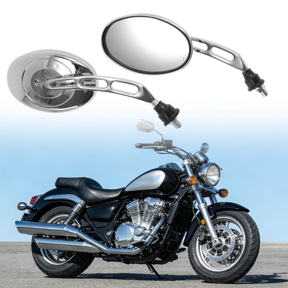 Unique Bargains 1 Set Motorcycle Rear View Mirrors Oval Side Mirrors Mount Replacement for Suzuki for Marauder VZ800 1998-2005 1 Set