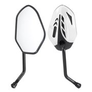 Unique Bargains 1 Set Motorcycle Rear View Mirrors Universal Plastic Iron Clear Glass Bar End Side Mirrors Mount Silver Tone Rhombus Straight Handle with Curved End