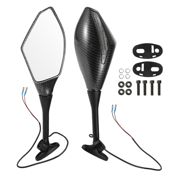 Unique Bargains 1 Set Motorcycle Rear View Mirrors for Honda CBR600RR 2003-2014 Front Handlebar Mirrors Carbon Fiber Pattern Black Aluminum Plastic