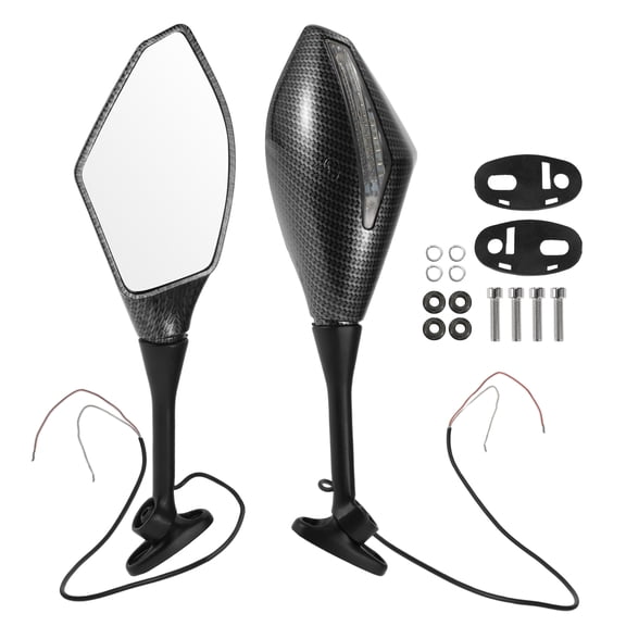 Unique Bargains 1 Set Motorcycle Rear View Mirrors for Honda CBR600RR 2003-2014 Front Side Mirrors Mount Carbon Fiber Pattern Black Aluminum Plastic