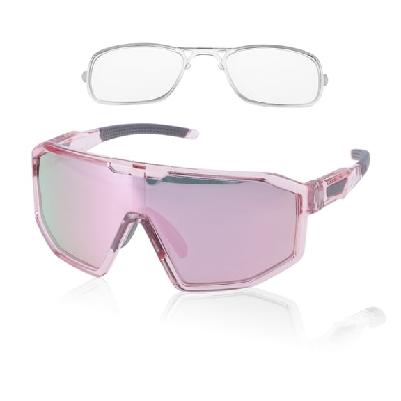Unique Bargains 1 Set Motorcycle Riding Goggles Anti-glare Tri-Acetyl Cellulos PC UV400 Cycling Sunglasses Pink Lens Pink Frame