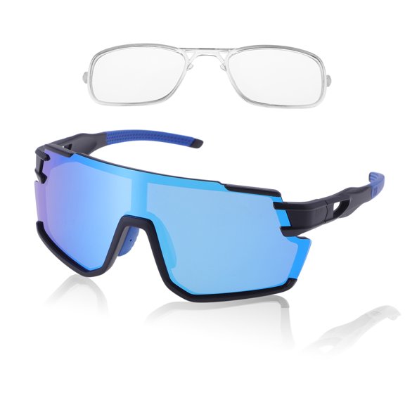 Unique Bargains 1 Set Motorcycle Riding Goggles Anti-glare Tri-Acetyl Cellulos PC UV400 Mountain Bike Cycling Eyeglasses Blue Lens Black Frame