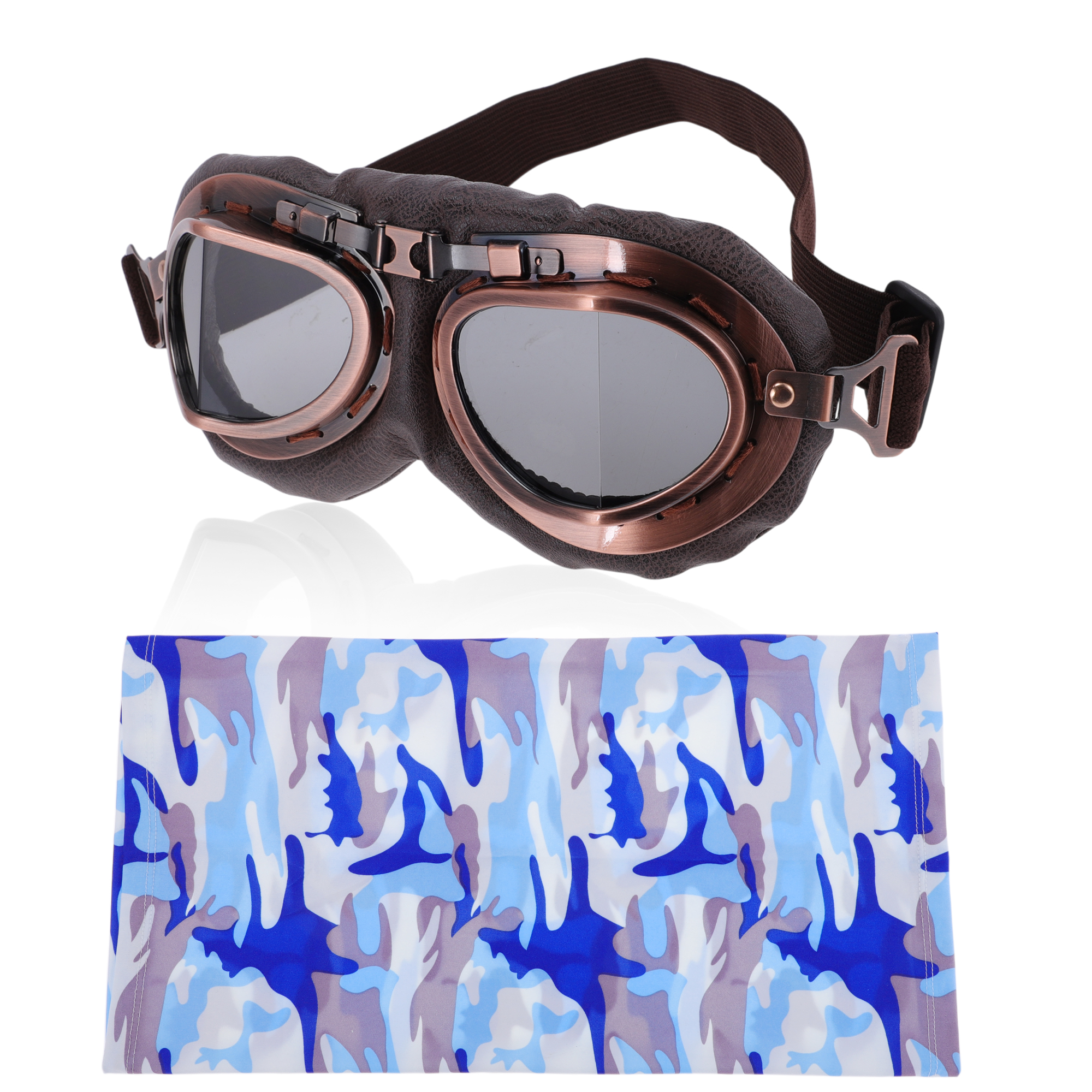 Unique Bargains 1 Set Motorcycle Riding Goggles Foldable PC PU Polyurethane Outdoor Sports Sunglasses for Motocross Dirt Bike ATV Grey Lens Brown Frame