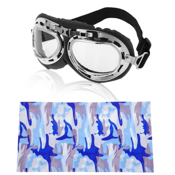 Unique Bargains 1 Set Motorcycle Riding Goggles PC PU Polyurethane Outdoor Sports Sunglasses for Motocross Dirt Bike ATV Transparent Lens Black Silver Tone Frame