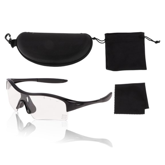 Unique Bargains 1 Set Motorcycle Riding Goggles  PC TPU  Cycling Sunglasses Clear Lens Black Frame