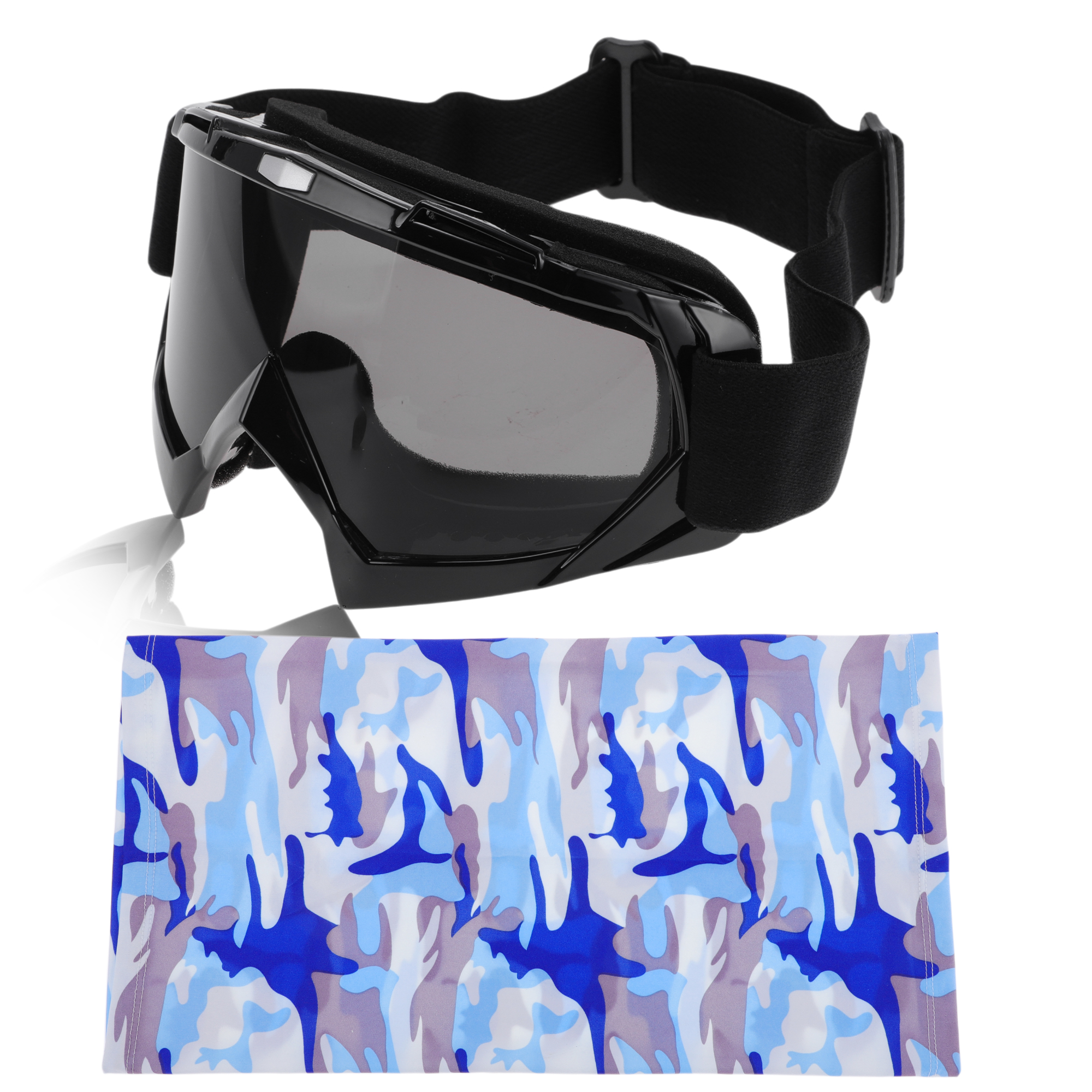 Unique Bargains 1 Set Motorcycle Riding Goggles PC TPU Outdoor Sports Sunglasses for Motocross Dirt Bike ATV Grey Lens Black Frame