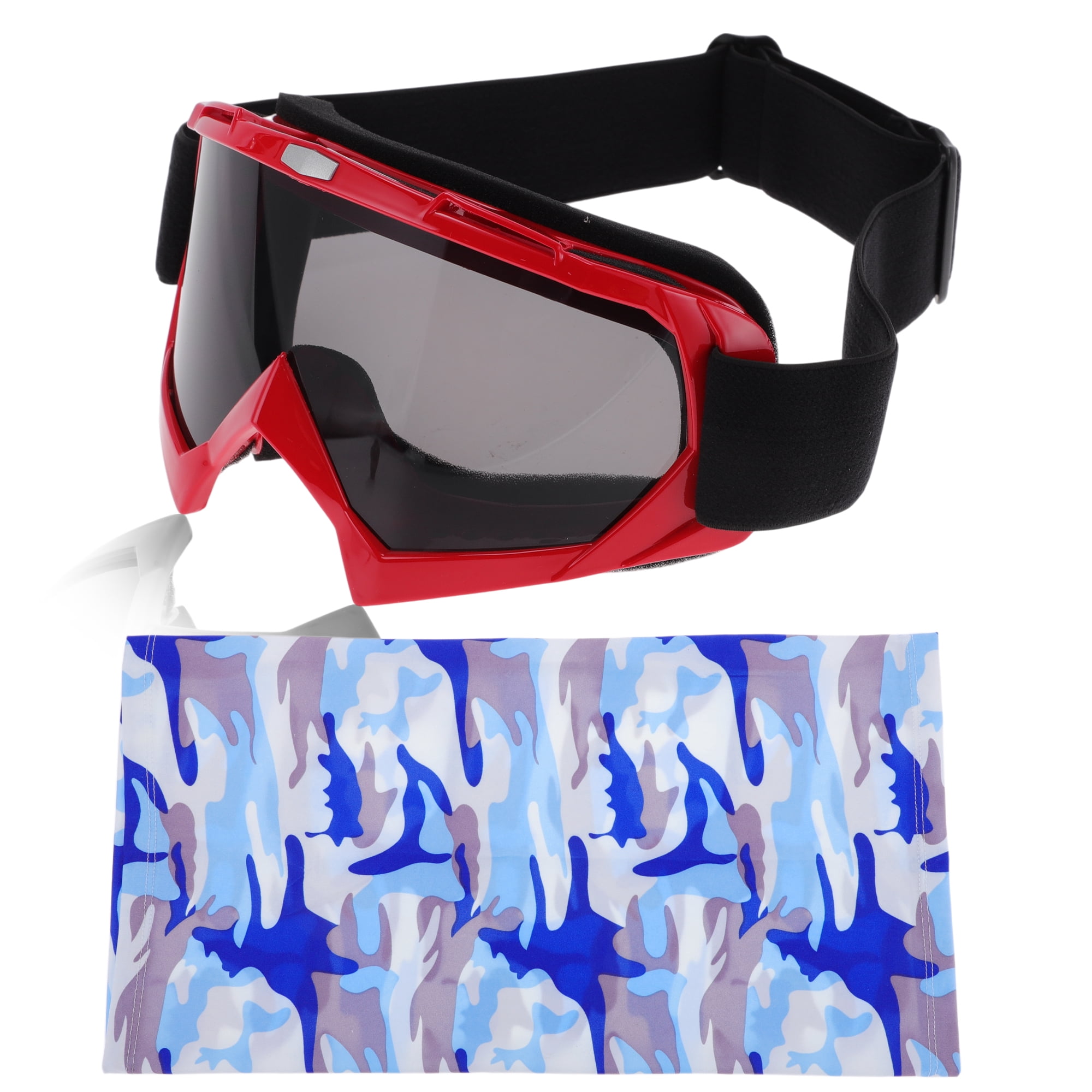 Unique Bargains 1 Set Motorcycle Riding Goggles PC TPU Outdoor Sports Sunglasses for Motocross Dirt Bike ATV Grey Lens Red Frame