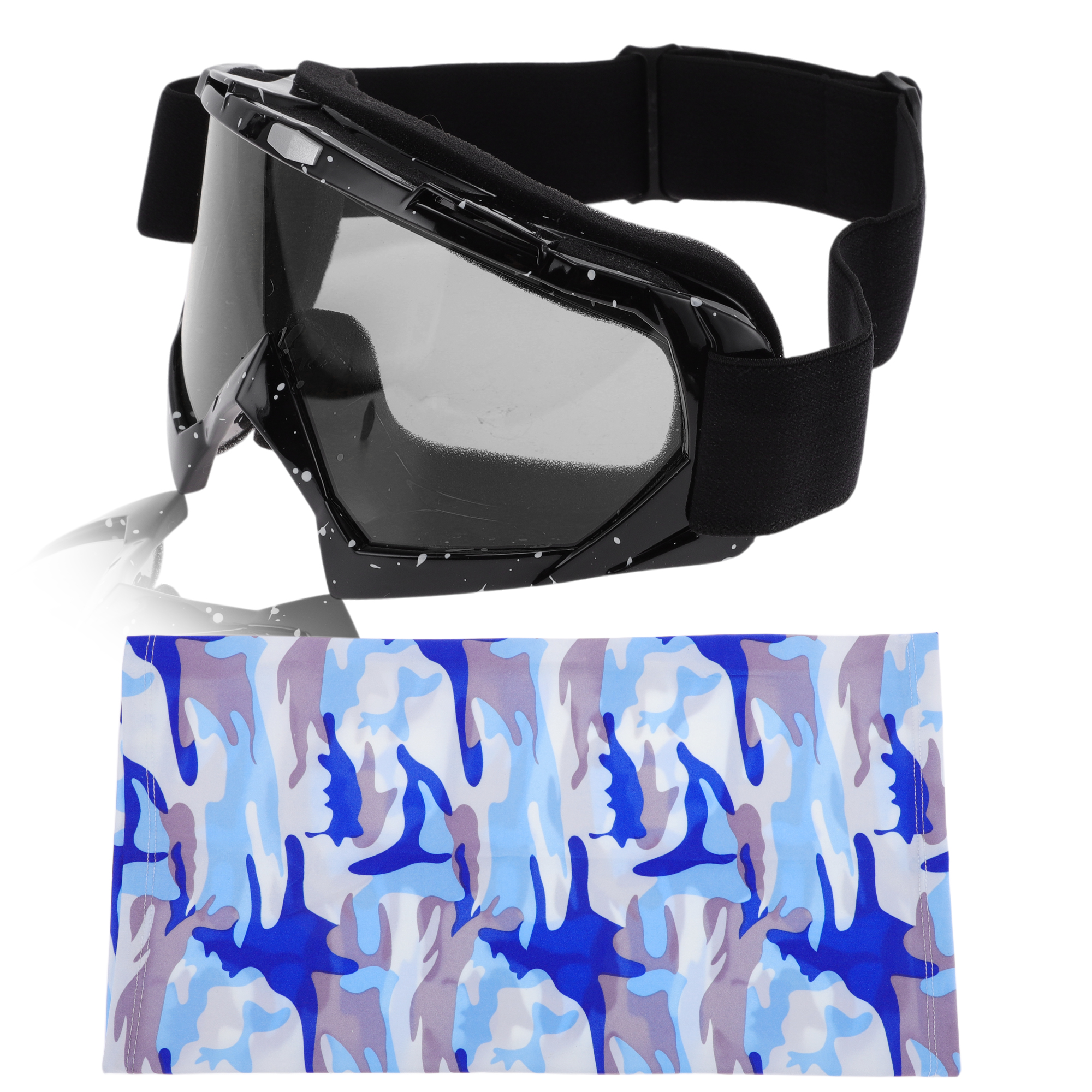 Unique Bargains 1 Set Motorcycle Riding Goggles PC TPU Outdoor Sports Sunglasses for Motocross Dirt Bike ATV Grey Lens White Black Frame