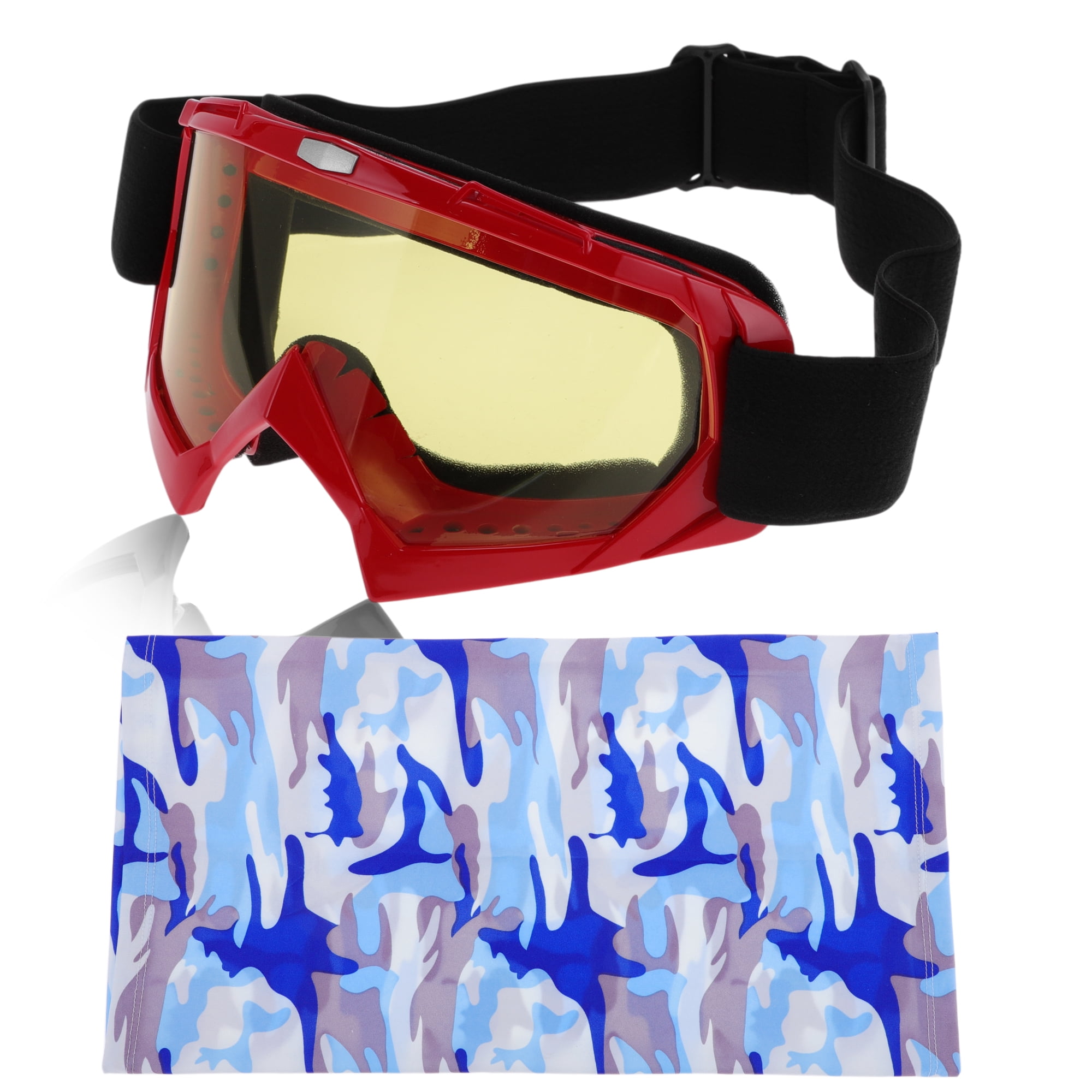 Unique Bargains 1 Set Motorcycle Riding Goggles PC TPU Outdoor Sports Sunglasses for Motocross Dirt Bike ATV Yellow Lens Red Frame