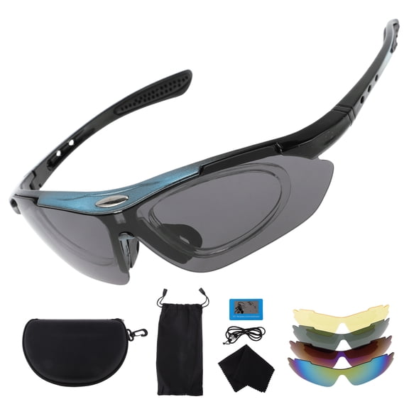 Unique Bargains 1 Set Motorcycle Riding Goggles PC Tri-acetel Cellulose PC Outdoor Sports Sunglasses for Motocross Dirt Bike ATV Dark Gray Lens Blue Black Frame