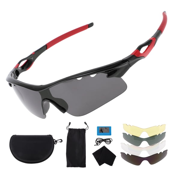 Unique Bargains 1 Set Motorcycle Riding Goggles PC Tri-acetel Cellulose PC Outdoor Sports Sunglasses for Motocross Dirt Bike ATV Dark Gray Lens Red Black Frame