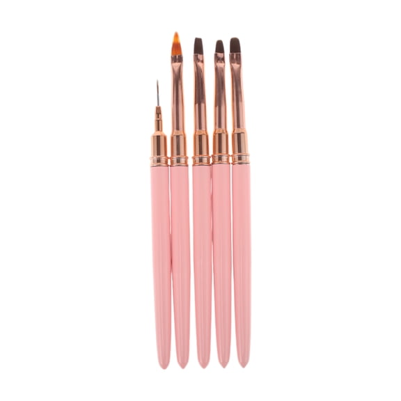 Unique Bargains 1 Set Multifunctional Nail Art Brushes Kit for Nail Design Bright Pink