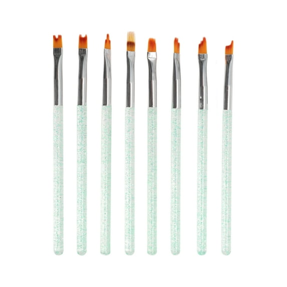 Unique Bargains 1 Set Multifunctional Nail Painting Brushes for Home DIY Green Silver Tone