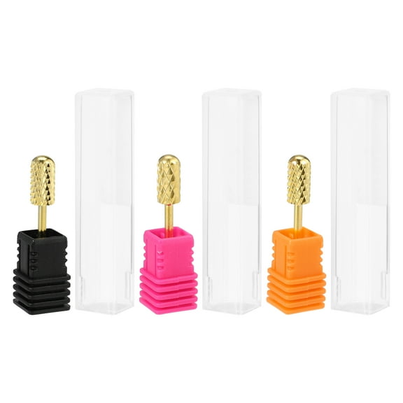 Unique Bargains 1 Set Nail Drill Bits Cylinder Nail Art Manicure Tool for Nail Polishing Peeling Gold Tone