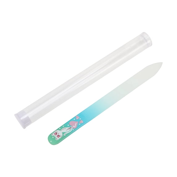 Unique Bargains 1 Set Nail File Animal Pattern Glass Manicure Tool Blue