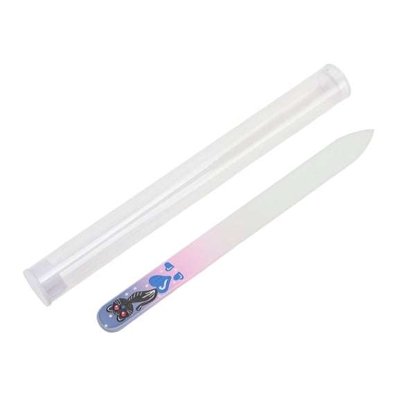 Unique Bargains 1 Set Nail File Animal Pattern Glass Manicure Tool Purple