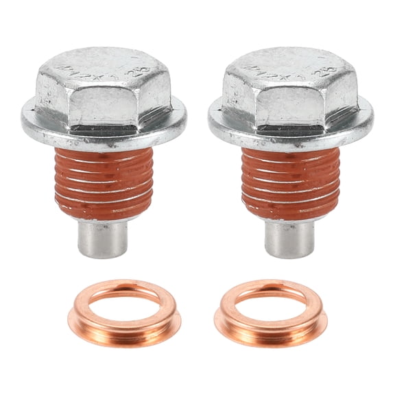 Unique Bargains 1 Set Oil Drain Plug for Nissan for Infiniti Oil Pan Drain Bolt Screw Thread Repair with Gasket No.1102601M02 Red Metal Magnetic M12x1.25