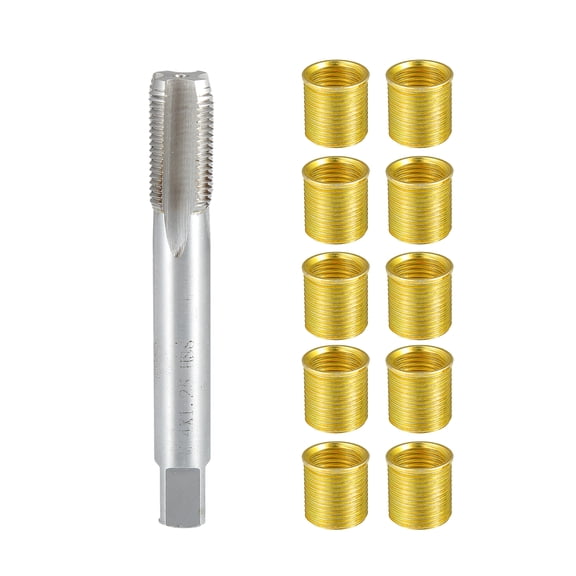 Unique Bargains 1 Set Outer Universal Spark Plug Thread Repair Tools with M12x1.25 Inserts and M14x1.25 Tap Upholstery